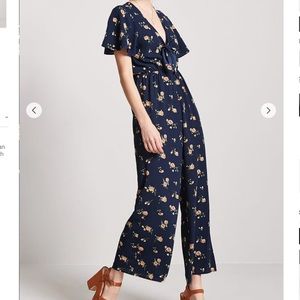 Forever 21 Floral V-Neck Jumpsuit